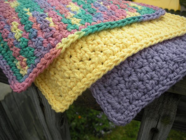 Crochet Cotton Washcloth Set (Fiesta Mix) - Click to Enlarge Photo